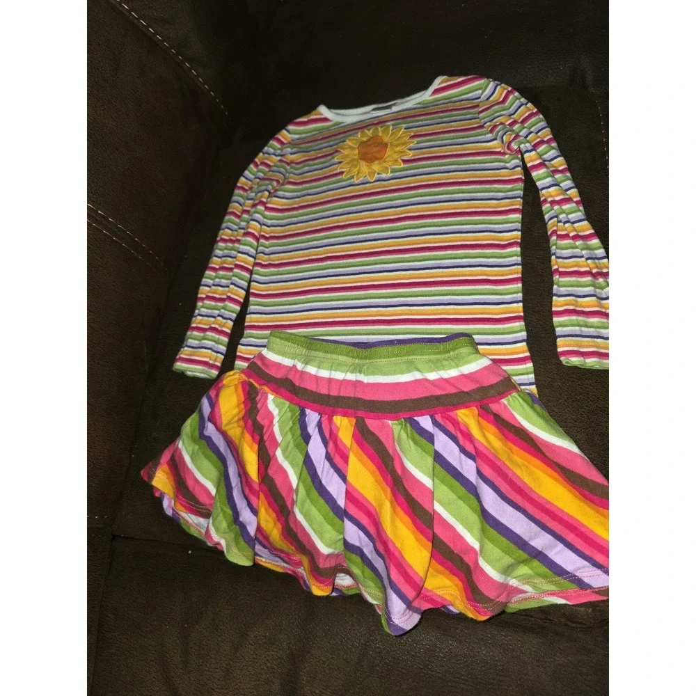 Gymboree outlet sunflower smiles striped top size 4 skort size 3